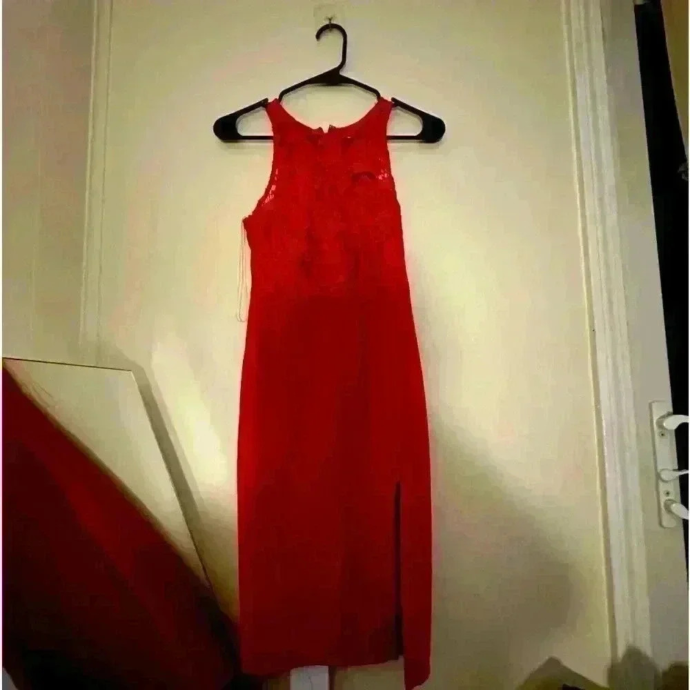 Red dress with zipper slit